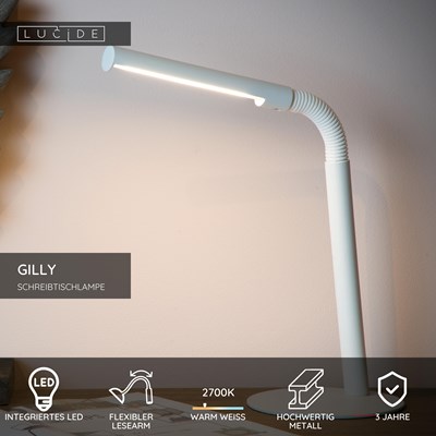 Lucide GILLY - Schreibtischlampe - LED - 1x5W 2700K - Weiß